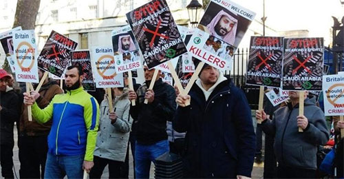 manifestación en Londres contra el criminal saudí